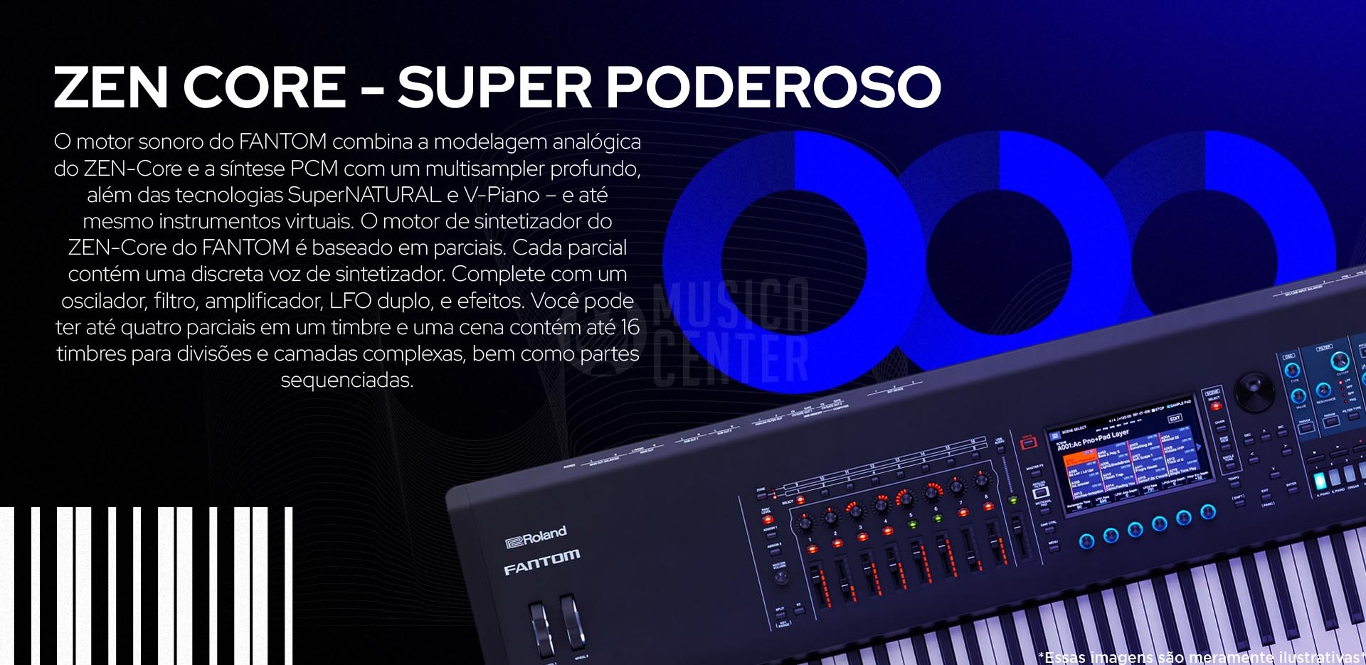 Sintetizador Workstation Roland FANTOM com o super poderoso motor sonoro ZEN CORE