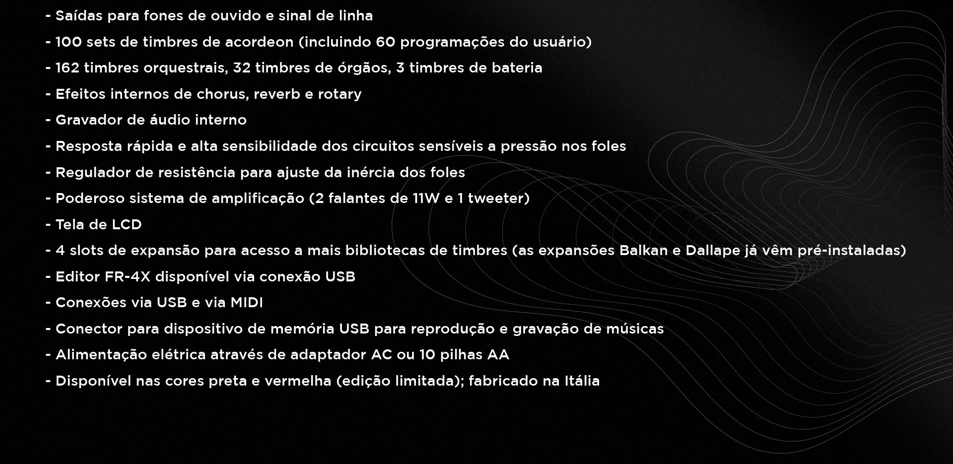 Principais recursos do Acordeon Roland FR-4X V-Accordion