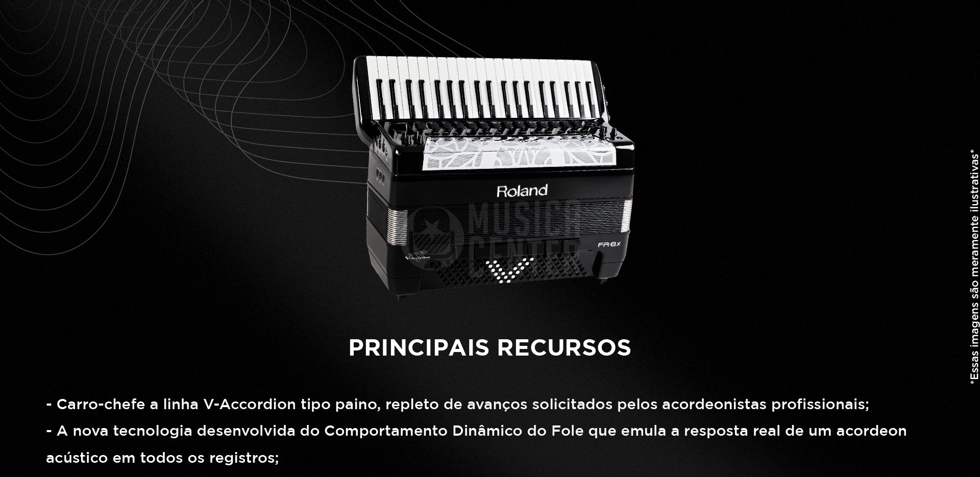 Principais recursos do Acordeon Roland FR-8X V-Accordion