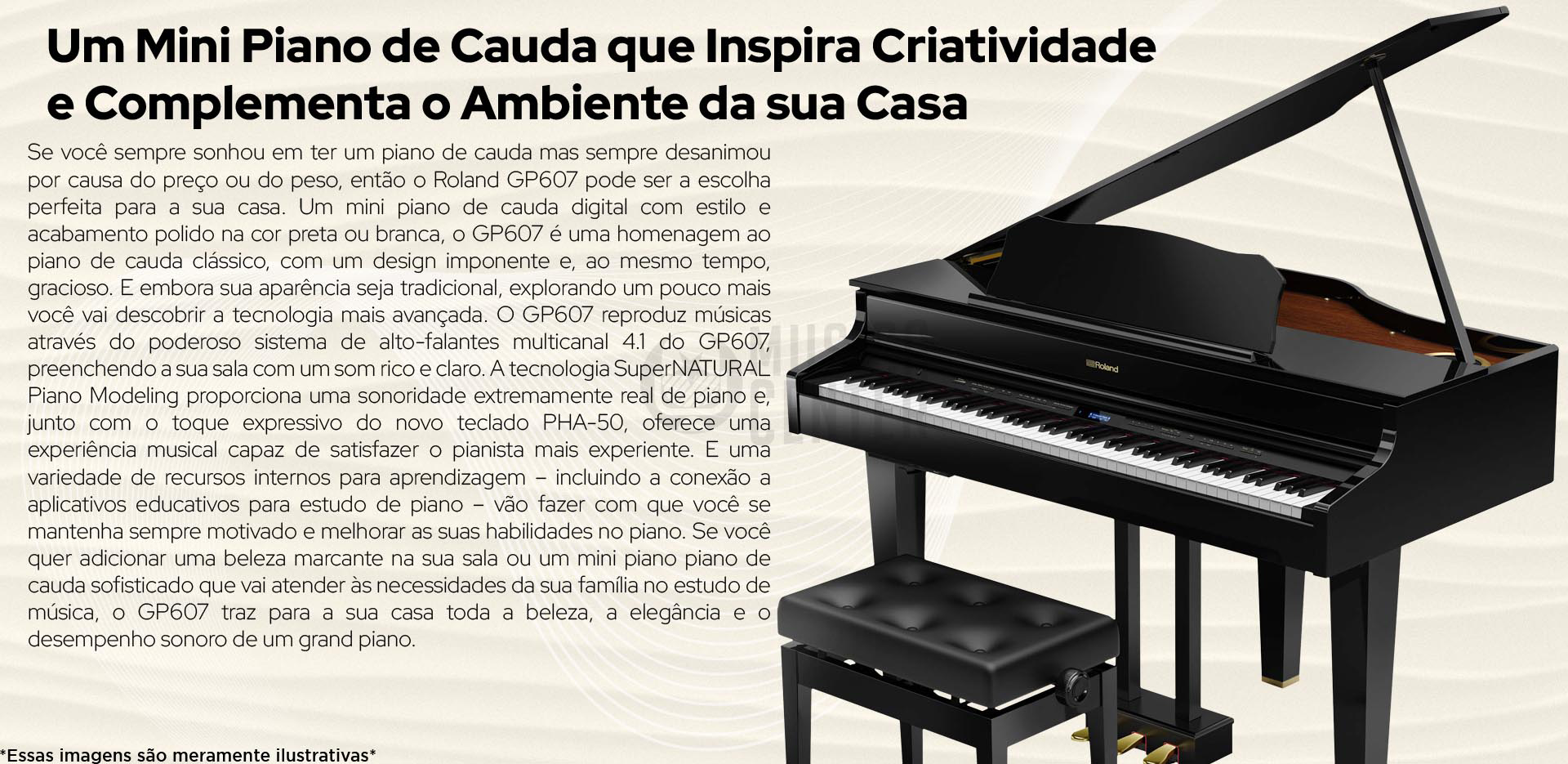 Grand Piano Digital Roland GP-607 um mini piano de cauda perfeito para você