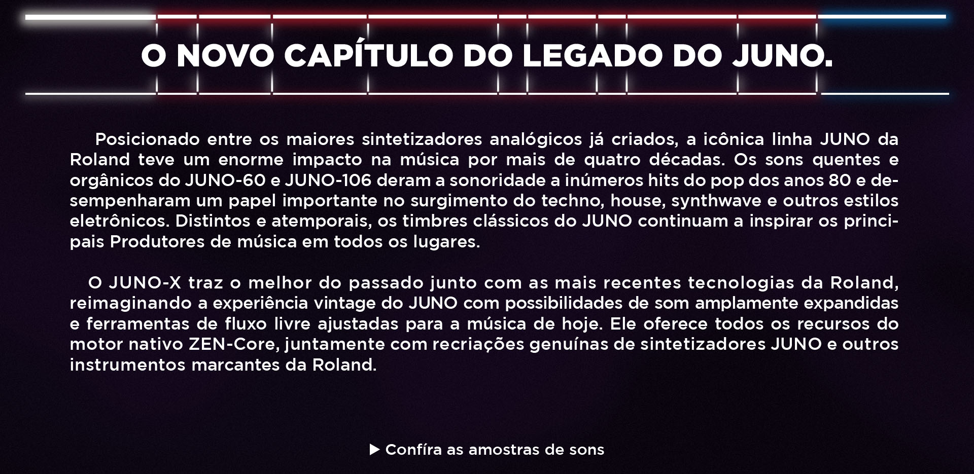 Descrição do Teclado Roland JUNO-X Sintetizador Polifônico