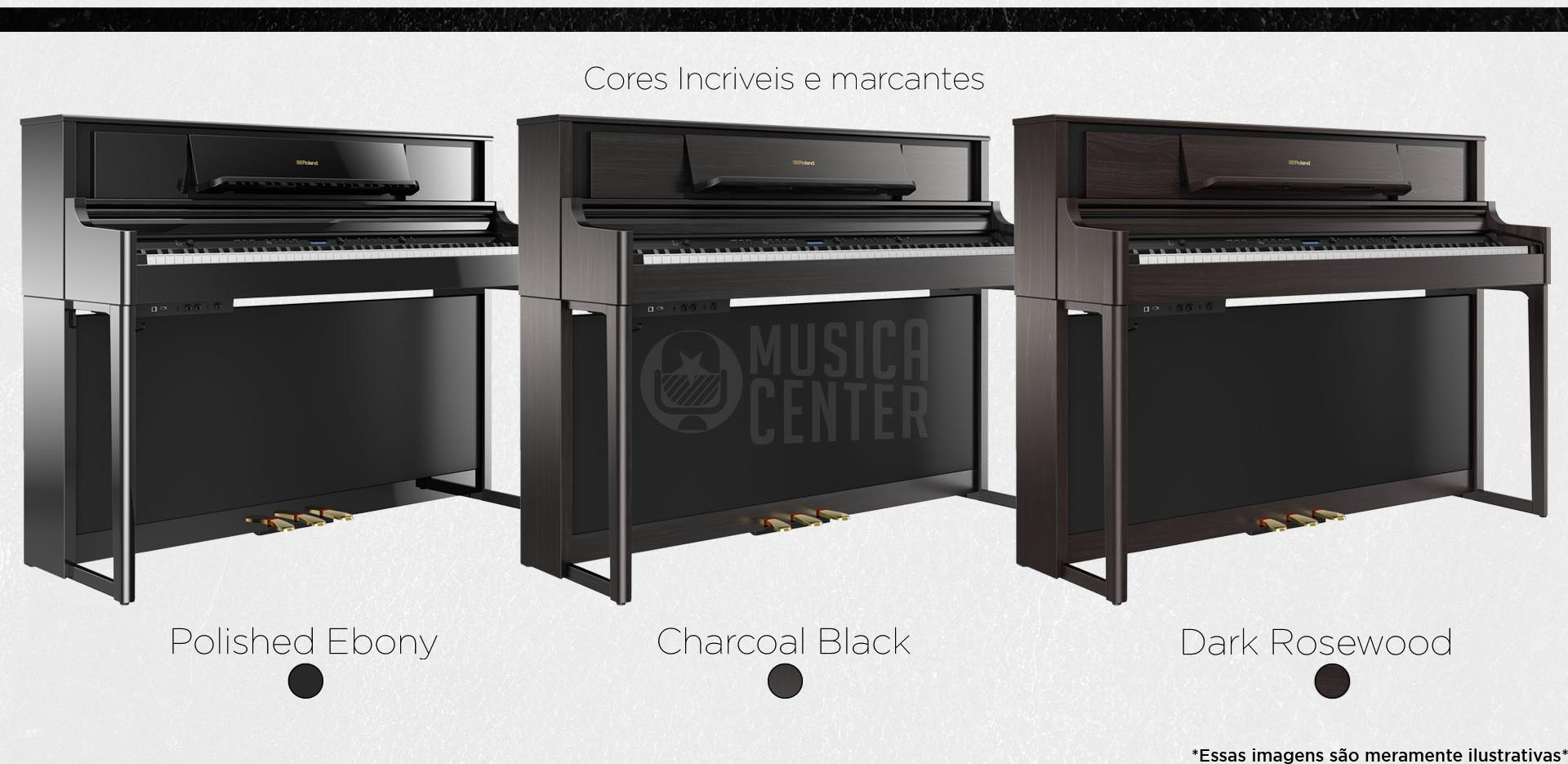 Piano Vertical Premium Roland LX705 disponível em Polished Ebony, Charcoal Black e Dark Rosewood