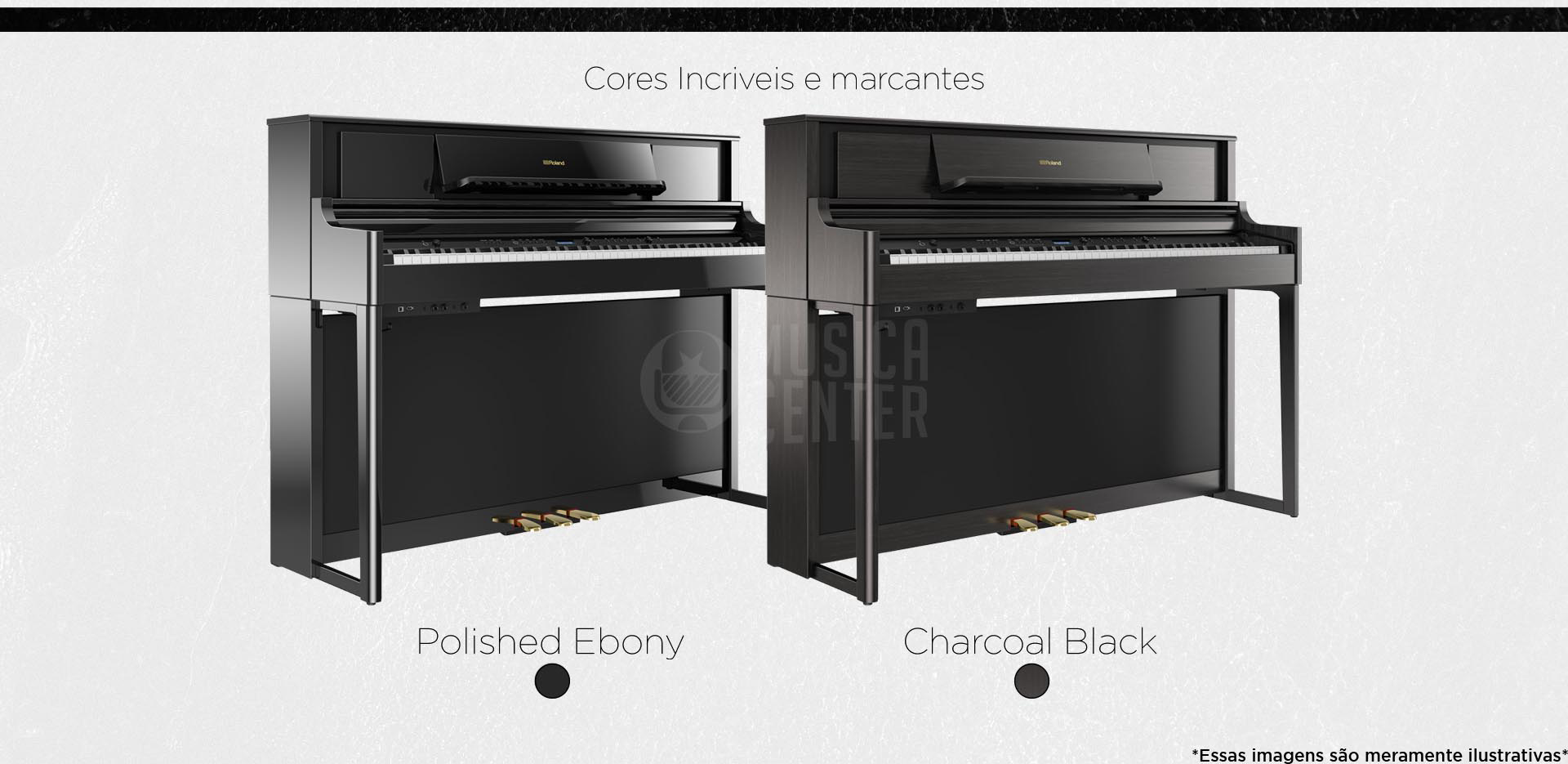 Piano Vertical Premium Roland LX708 disponível em Charcoal Black e Polished Ebony