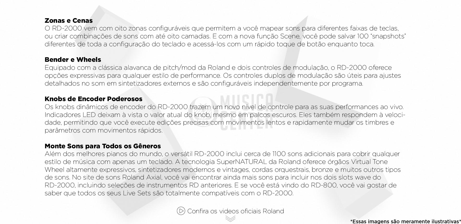 Descrições do Piano de Palco Roland RD2000