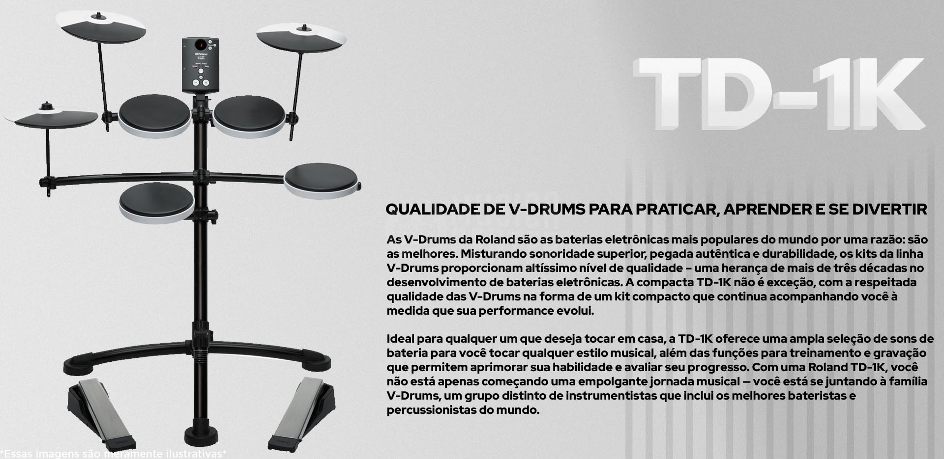 Bateria Eletrônica TD-1K para praticar, aprender e se divertir