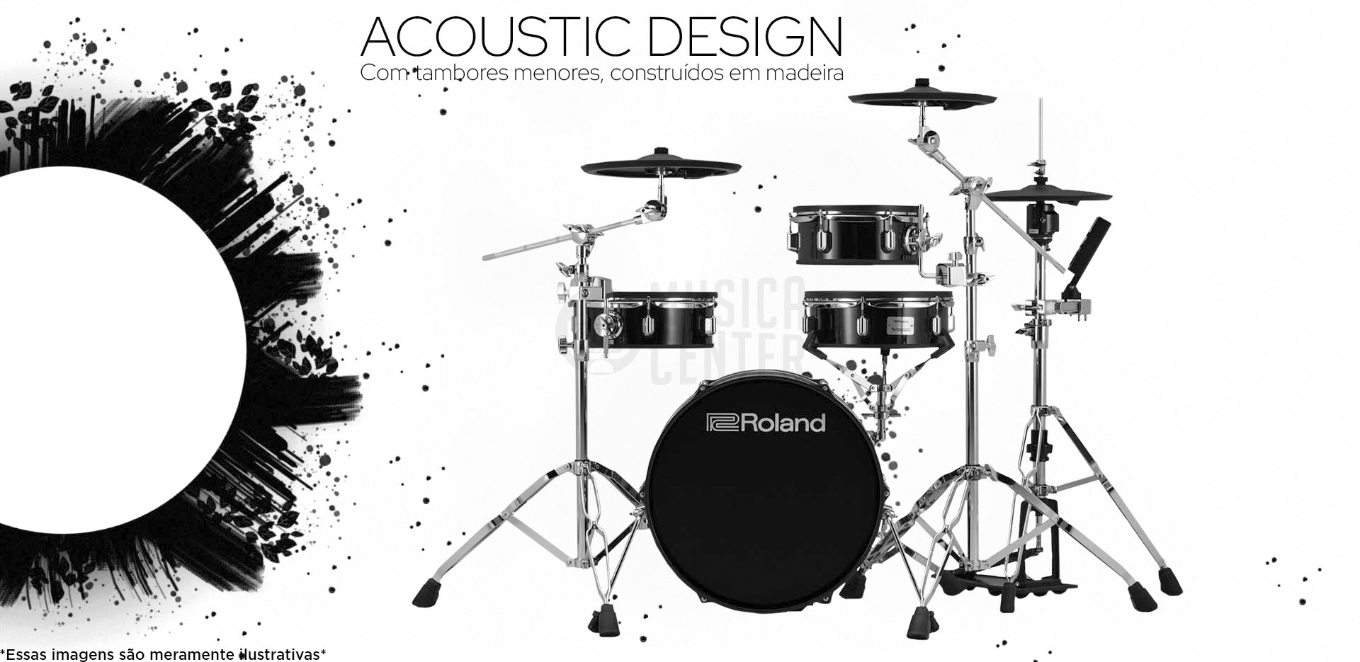 Bateria Eletrônica Roland VAD-103 Acoustic Design com tambores menores construídos em madeira