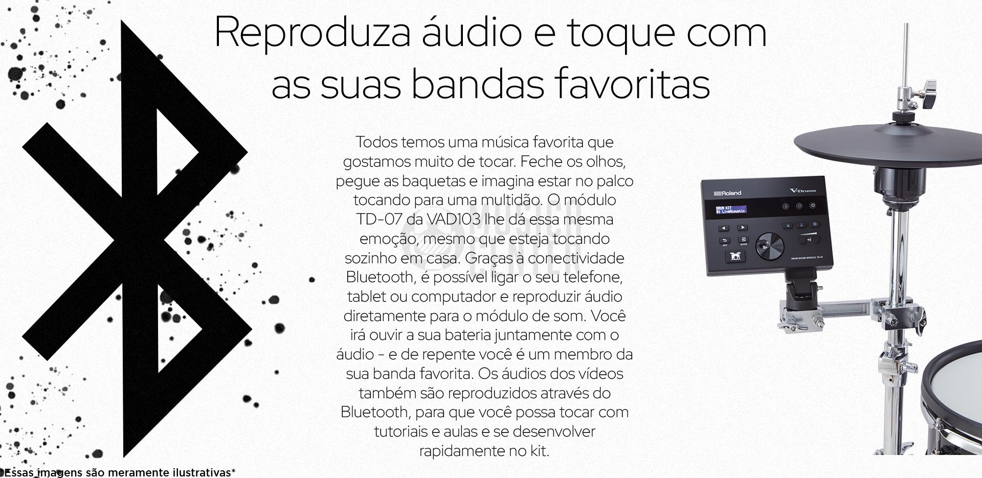Bateria Eletrônica Roland VAD-103 Acoustic Design com conexão via bluetooth e modulo TD-07
