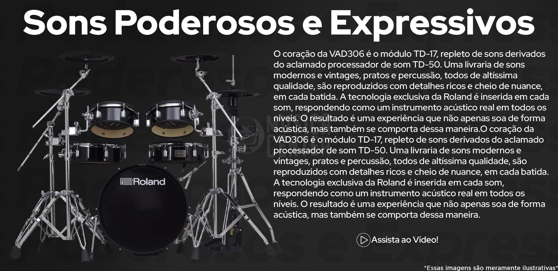 Bateria Eletrônica Roland VAD-306 Acoustic Design com sons poderosos e expressivos.