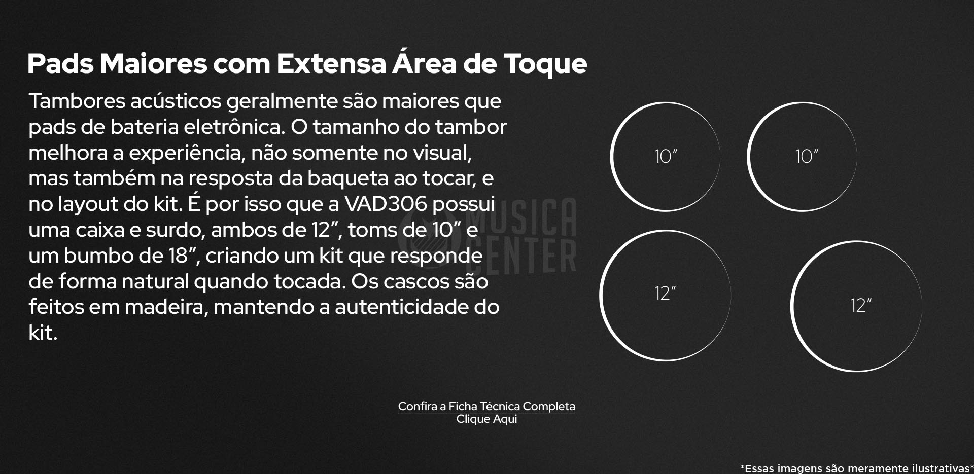 Bateria Eletrônica Roland VAD-306 Acoustic Design com pads maiores e extensa área de toque