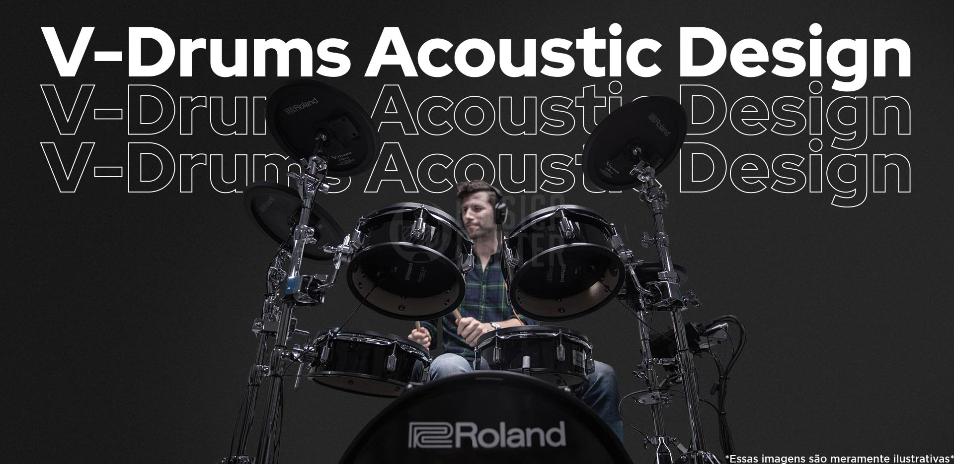 Baterista tocando na Bateria Eletrônica Roland VAD-306 Acoustic Design